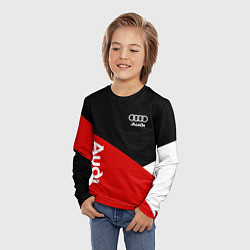 Лонгслив детский Audi Ауди Черный Красный Белый, цвет: 3D-принт — фото 2