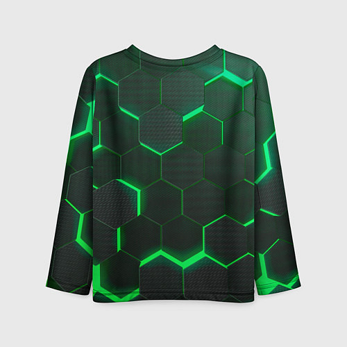 Детский лонгслив Неоновые соты - Green / 3D-принт – фото 2