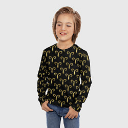 Лонгслив детский Золотой овен на черном фоне Паттерн, цвет: 3D-принт — фото 2