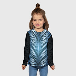 Лонгслив детский Неоновый абстрактный узор Синий и голубой неон на, цвет: 3D-принт — фото 2