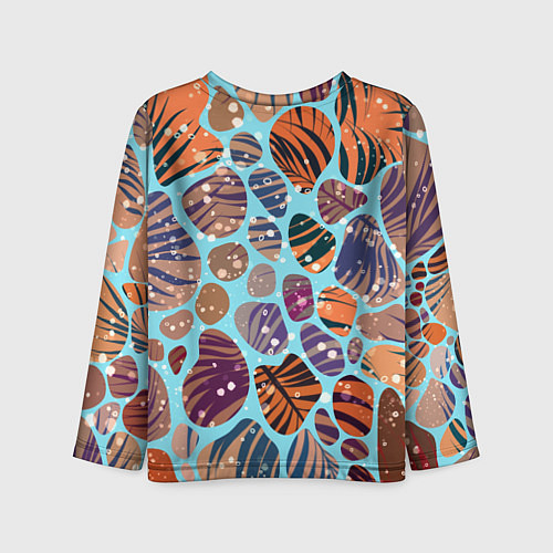 Детский лонгслив Разноцветные камушки, цветной песок, пальмовые лис / 3D-принт – фото 2