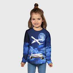 Лонгслив детский Пассажирский самолет Ту-214, цвет: 3D-принт — фото 2