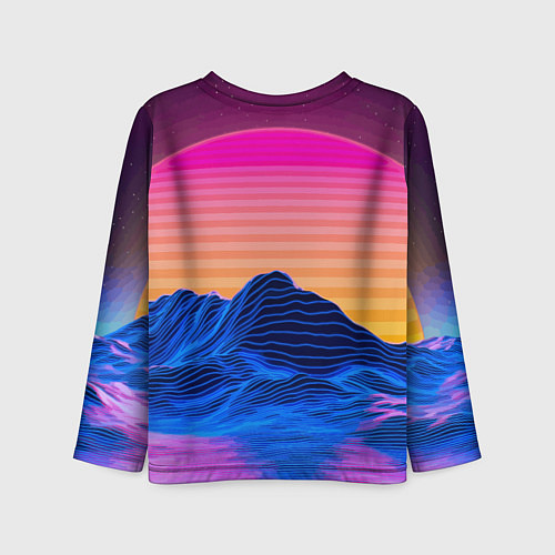 Детский лонгслив Vaporwave Mountains Психоделика Неон / 3D-принт – фото 2