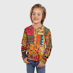 Лонгслив детский Пэчворк Лоскутное одеяло Patchwork Quilt, цвет: 3D-принт — фото 2