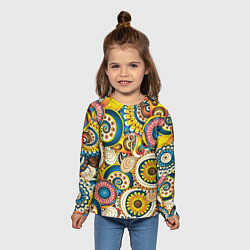 Лонгслив детский РАСПИСНЫЕ ЦВЕТЫ, цвет: 3D-принт — фото 2