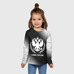 Лонгслив детский РОССИЯ - ГЕРБ Слава России Градиент, цвет: 3D-принт — фото 2