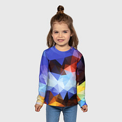 Лонгслив детский Абстрактный цветной узор из треугольников Abstract, цвет: 3D-принт — фото 2