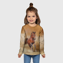 Лонгслив детский BAY HORSE гнедой конь, цвет: 3D-принт — фото 2