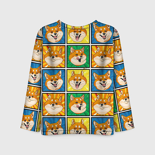 Детский лонгслив Pop art shiba inu / 3D-принт – фото 2