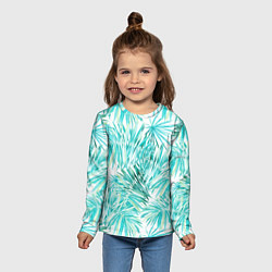 Лонгслив детский Листья Пальмы Нарисованные Акварелью, цвет: 3D-принт — фото 2