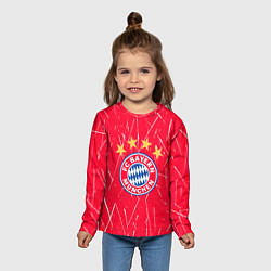 Лонгслив детский Bayern munchen белые царапины на красном фоне, цвет: 3D-принт — фото 2