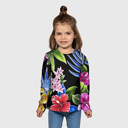 Лонгслив детский Floral vanguard composition Летняя ночь Fashion tr, цвет: 3D-принт — фото 2