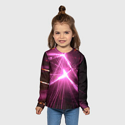Лонгслив детский Неоновые лазеры во тьме - Розовый, цвет: 3D-принт — фото 2
