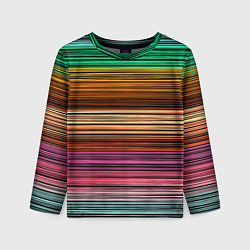 Лонгслив детский Multicolored thin stripes Разноцветные полосы, цвет: 3D-принт