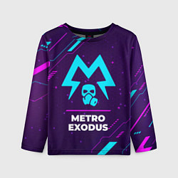 Детский лонгслив Символ Metro Exodus в неоновых цветах на темном фо