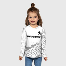 Лонгслив детский Peugeot Speed на светлом фоне со следами шин, цвет: 3D-принт — фото 2