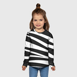 Лонгслив детский Зебра чёрные и белые полосы, цвет: 3D-принт — фото 2