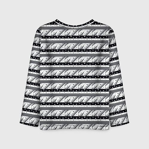 Детский лонгслив Черные и белые полосы и звезды / 3D-принт – фото 2