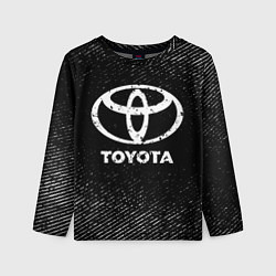 Лонгслив детский Toyota с потертостями на темном фоне, цвет: 3D-принт