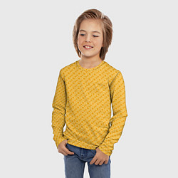 Лонгслив детский Волнистые желтые узоры, цвет: 3D-принт — фото 2