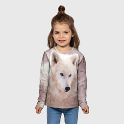 Лонгслив детский Белый зимний волк, цвет: 3D-принт — фото 2