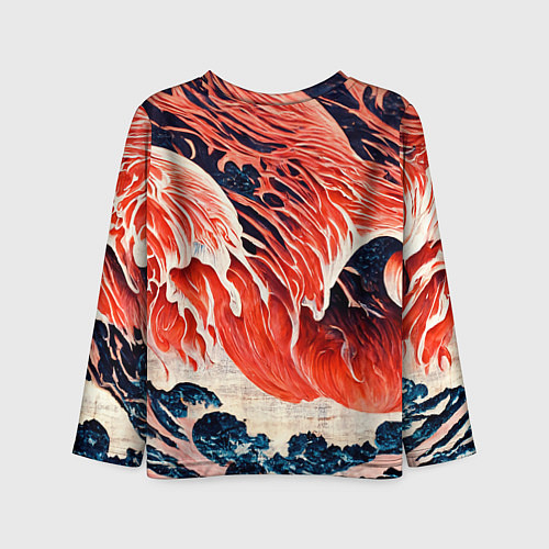 Детский лонгслив Великая красная волна / 3D-принт – фото 2