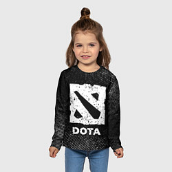 Лонгслив детский Dota с потертостями на темном фоне, цвет: 3D-принт — фото 2