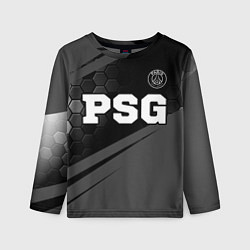 Лонгслив детский PSG sport на темном фоне: символ сверху, цвет: 3D-принт