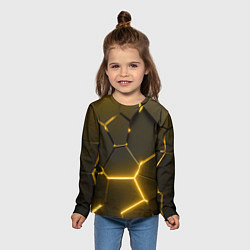 Лонгслив детский Золотые неоновые геометрические плиты, цвет: 3D-принт — фото 2