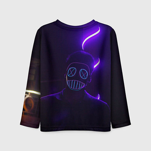 Детский лонгслив Неоновый анонимус во тьме / 3D-принт – фото 2