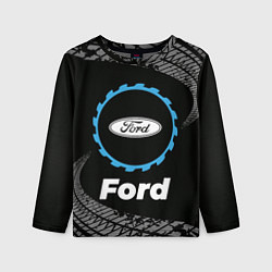 Лонгслив детский Ford в стиле Top Gear со следами шин на фоне, цвет: 3D-принт