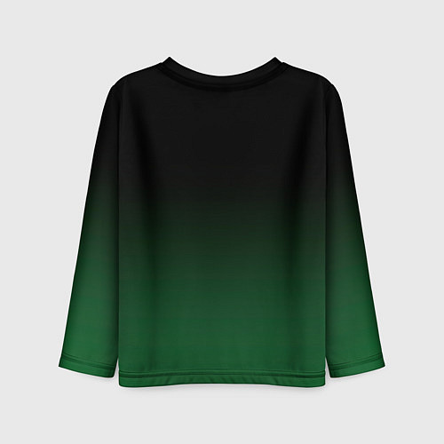 Детский лонгслив Черный и мшистый зеленый градиент омбре / 3D-принт – фото 2