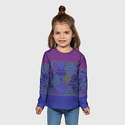 Лонгслив детский Combined burgundy-blue pattern with patchwork, цвет: 3D-принт — фото 2
