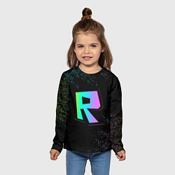 Лонгслив детский Roblox logo neon, цвет: 3D-принт — фото 2