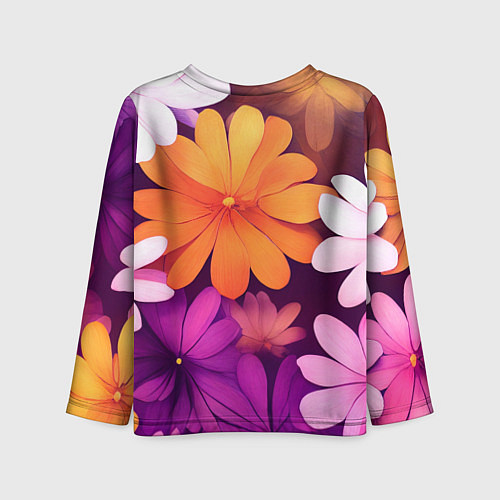 Детский лонгслив Яркие фанстастические цветы / 3D-принт – фото 2