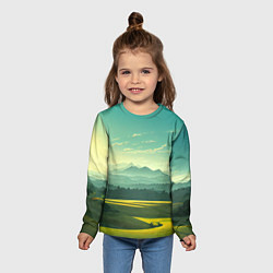 Лонгслив детский Зелёная долина, пейзаж, цвет: 3D-принт — фото 2