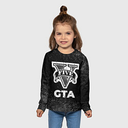 Лонгслив детский GTA с потертостями на темном фоне, цвет: 3D-принт — фото 2