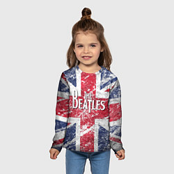 Лонгслив детский The Beatles - лого на фоне флага Великобритании, цвет: 3D-принт — фото 2