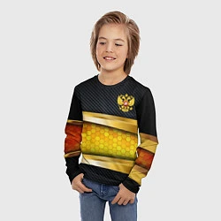 Лонгслив детский Black & gold - герб России, цвет: 3D-принт — фото 2