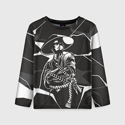 Лонгслив детский Самурай на черно-белом фоне, цвет: 3D-принт