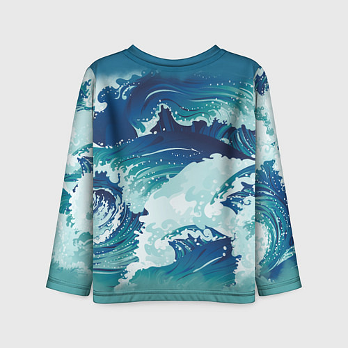 Детский лонгслив Несущиеся морские волны / 3D-принт – фото 2