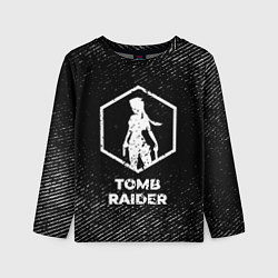 Лонгслив детский Tomb Raider с потертостями на темном фоне, цвет: 3D-принт