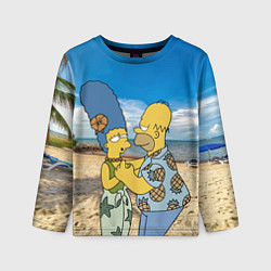 Детский лонгслив Гомер Симпсон танцует с Мардж на пляже