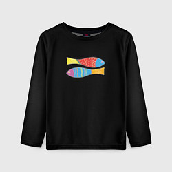 Лонгслив детский Цветные рыбки знака зодиака, цвет: 3D-принт