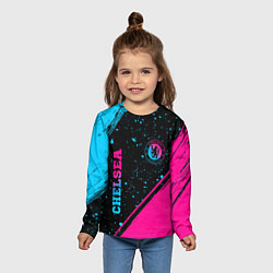 Лонгслив детский Chelsea - neon gradient: надпись, символ, цвет: 3D-принт — фото 2