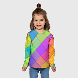 Лонгслив детский Геометрический узор из квадратов, цвет: 3D-принт — фото 2