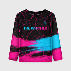 Лонгслив детский The Witcher - neon gradient: символ сверху, цвет: 3D-принт