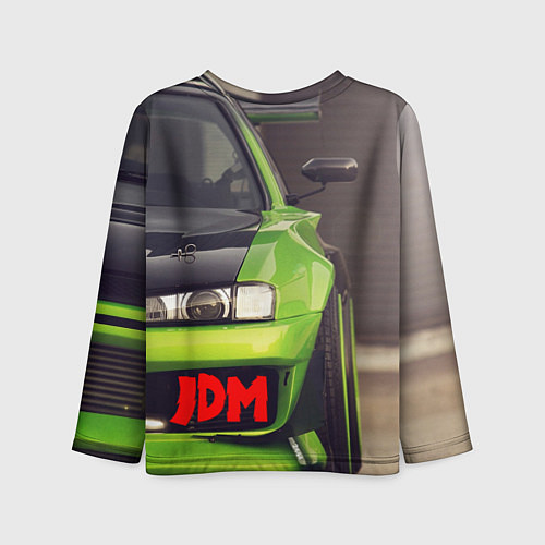 Детский лонгслив JDM машина зеленая тюнингованная / 3D-принт – фото 2
