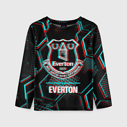 Лонгслив детский Everton FC в стиле glitch на темном фоне, цвет: 3D-принт