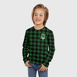 Лонгслив детский Краснодар черно-зеленая клетка, цвет: 3D-принт — фото 2